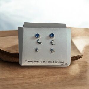 Silver and Blue Moon and Star Earring Set
NWT
3 pair of earrings